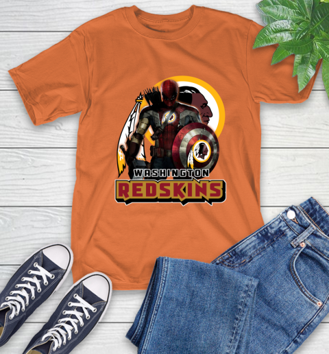NFL Captain America Thor Spider Man Hawkeye Avengers Endgame Football Washington Redskins T-Shirt 5