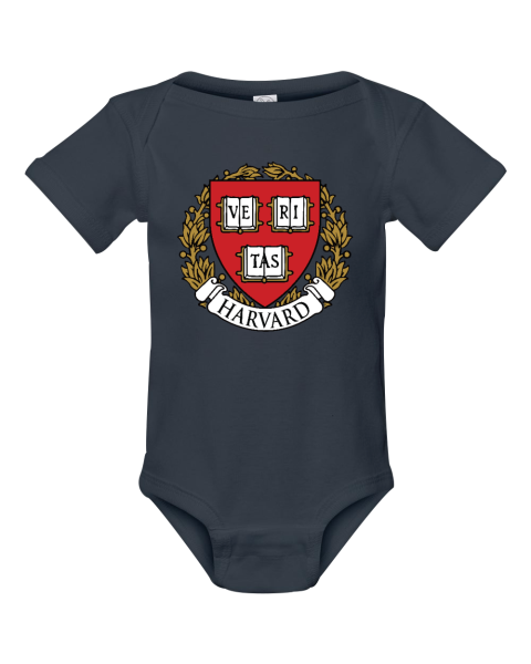 Harvard Crimson Infant Bodysuit ynxl harvard crimson infant rib bodysuit 4400 105 front navy