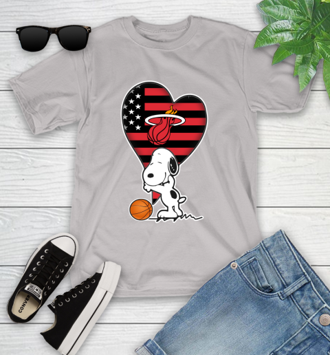 Miami Heat NBA Basketball The Peanuts Movie Adorable Snoopy Youth T-Shirt 12
