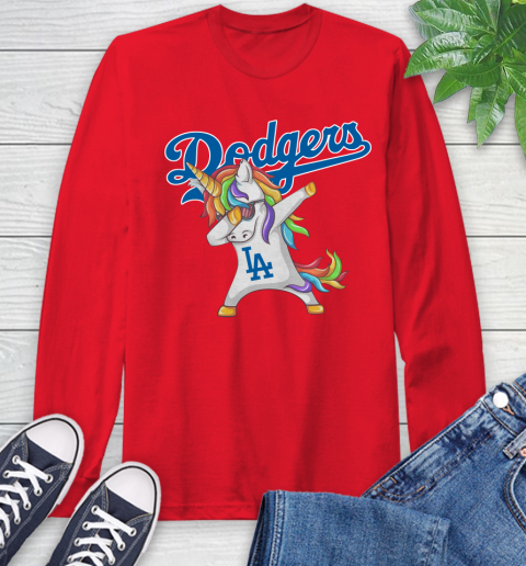 Los Angeles Dodgers MLB Baseball Funny Unicorn Dabbing Sports Long Sleeve T-Shirt 10