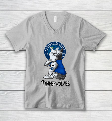 NBA Basketball My Cat Loves Minnesota Timberwolves V-Neck T-Shirt 3