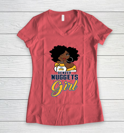 Denver Nuggets Girl NBA Women's V-Neck T-Shirt 6