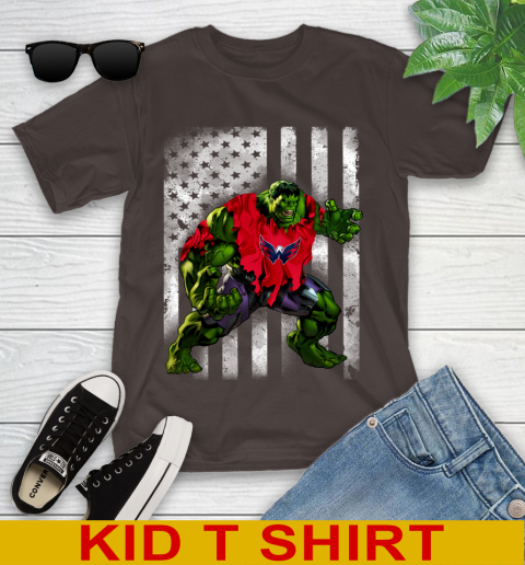 Washington Capitals Hulk Marvel Avengers NHL Hockey American Flag Youth T-Shirt 6