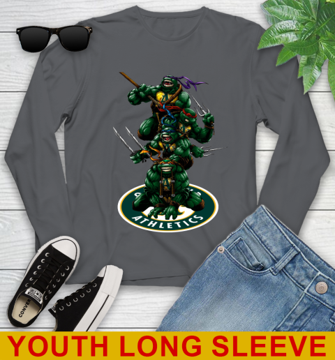 MLB Baseball Oakland Athletics Teenage Mutant Ninja Turtles Shirt Youth Long Sleeve 9