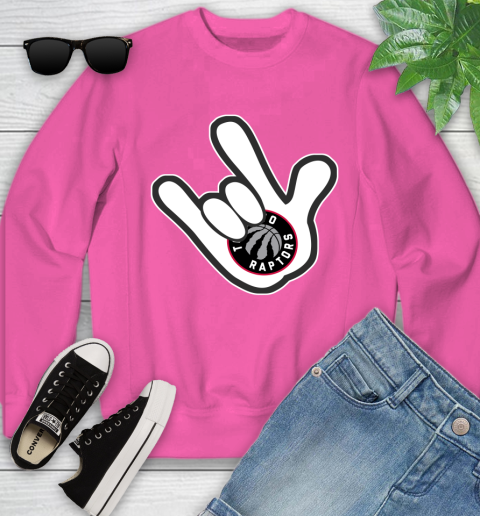 Toronto Raptors NBA Basketball Mickey Rock Hand Disney Youth Sweatshirt 7