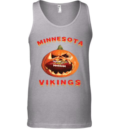 NFL Minnesota Vikings Halloween Pumpkin Football Sports vDyvJrBKHIy unisex tank 17 95 151514 front sport grey