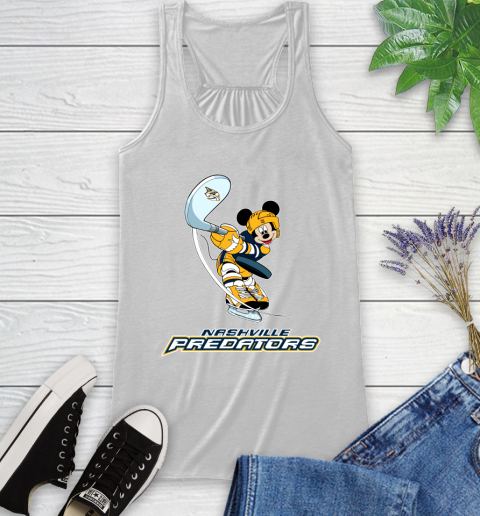 NHL Hockey Nashville Predators Cheerful Mickey Mouse Shirt Racerback Tank 2