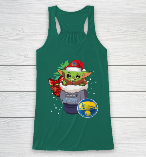 Golden State Warriors Christmas Baby Yoda Star Wars Funny Happy NBA Racerback Tank 6