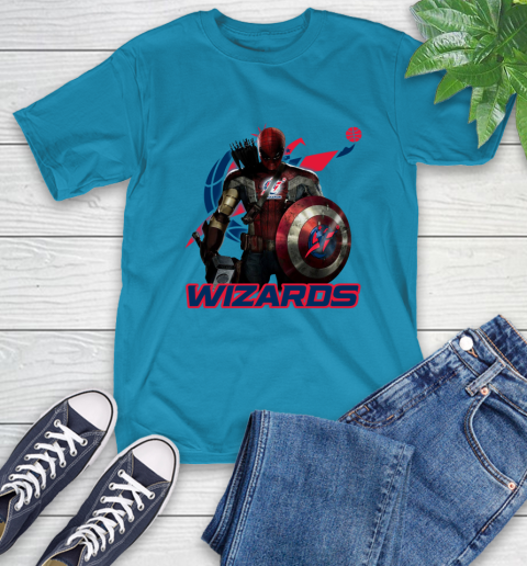 Washington Wizards NBA Basketball Captain America Thor Spider Man Hawkeye Avengers T-Shirt 8