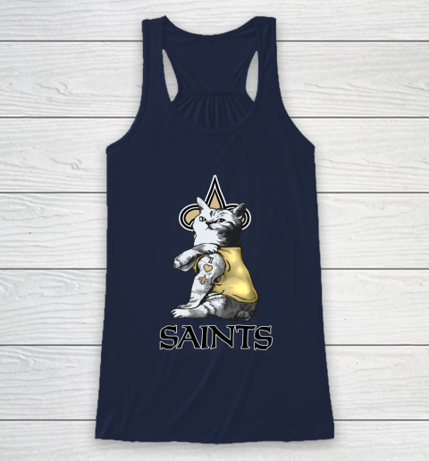NFL Football My Cat Loves New Orleans Saints Racerback Tank 8