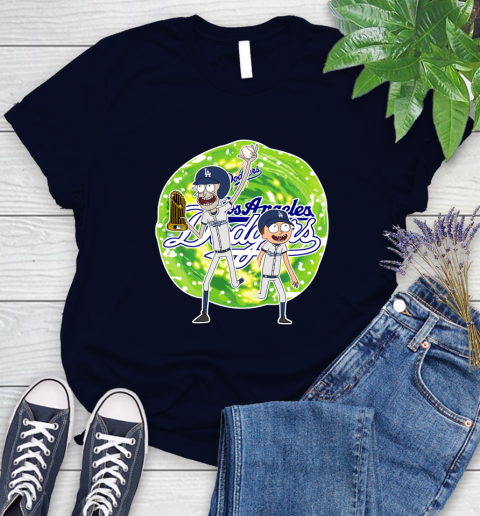 MLB Los Angeles Dodgers Rick And Morty Commissioner's Trophy Baseball Sports Women's T-Shirt 3