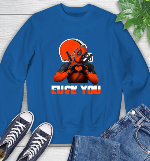 NHL Cleveland Browns Deadpool Love You Fuck You Football Sports Sweatshirt 9