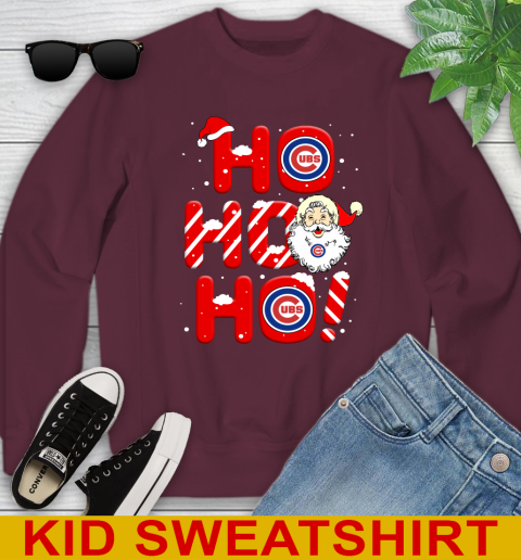 Chicago Cubs MLB Baseball Ho Ho Ho Santa Claus Merry Christmas Shirt Youth Sweatshirt 4