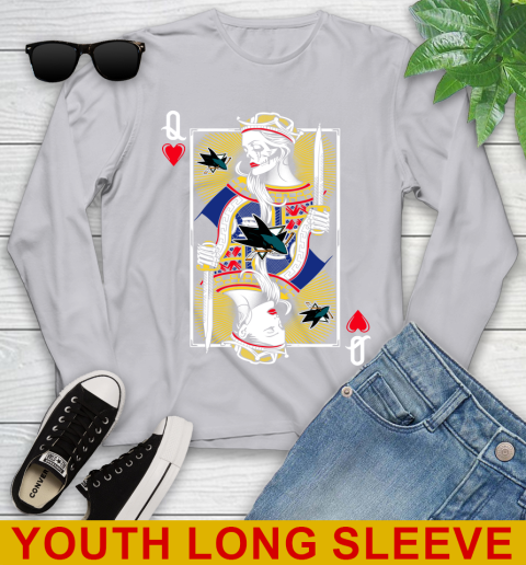 NHL Hockey San Jose Sharks The Queen Of Hearts Card Shirt Youth Long Sleeve - Image 6