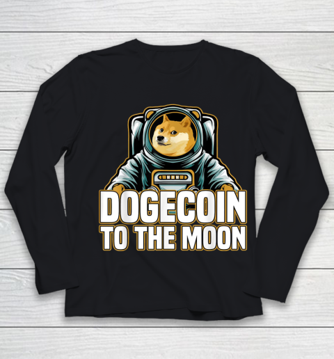 Dogecoin To the Moon Shirt Youth Long Sleeve