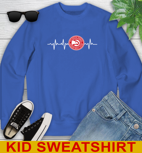 Atlanta Hawks NBA Basketball Heart Beat Shirt Youth Sweatshirt 6