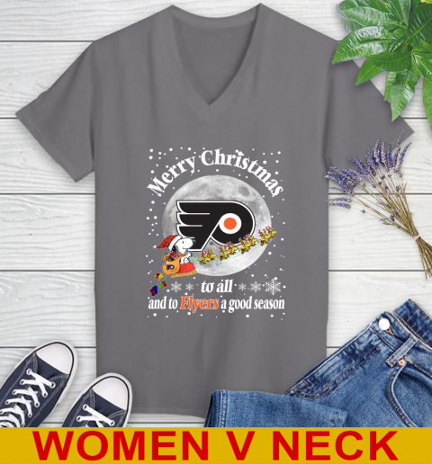 Philadelphia Flyers Merry Christmas To All And To Flyers A Good Season NHL Hockey Sports Women's V-Neck T-Shirt 11