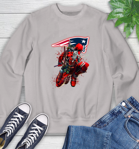 NFL Deadpool Marvel Comics Sports Football New England Patriots Sweatshirt 12