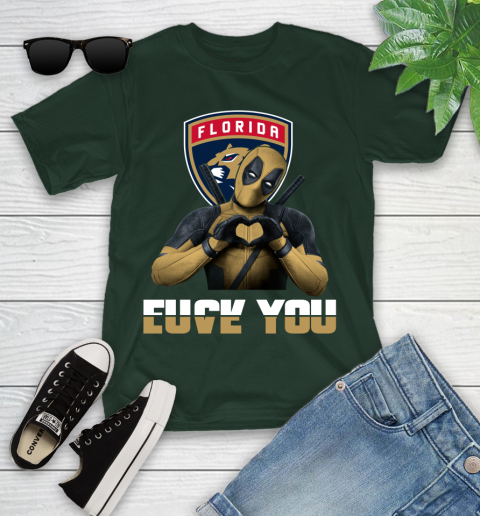 NHL Florida Panthers Deadpool Love You Fuck You Hockey Sports Youth T-Shirt 5