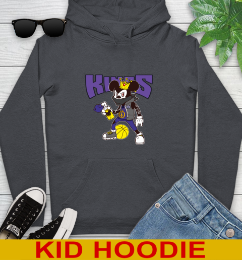 Sacramento Kings NBA Basketball Mickey Peace Sign Sports Youth Hoodie 9