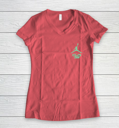 Travis Scott Jordan Cactus Jack Highest Olive Front And Back Women's V-Neck T-Shirt 4