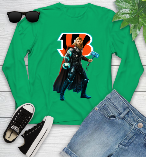 NFL Thor Avengers Endgame Football Cincinnati Bengals Youth Long Sleeve 6