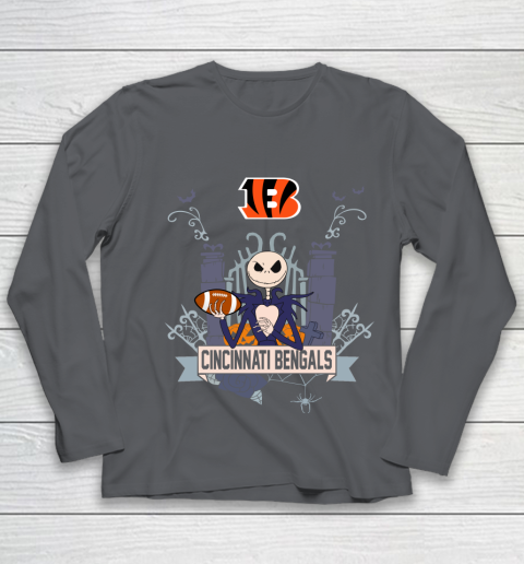 NFL Cincinnati Bengals Football Jack Skellington Halloween Youth Long Sleeve 6