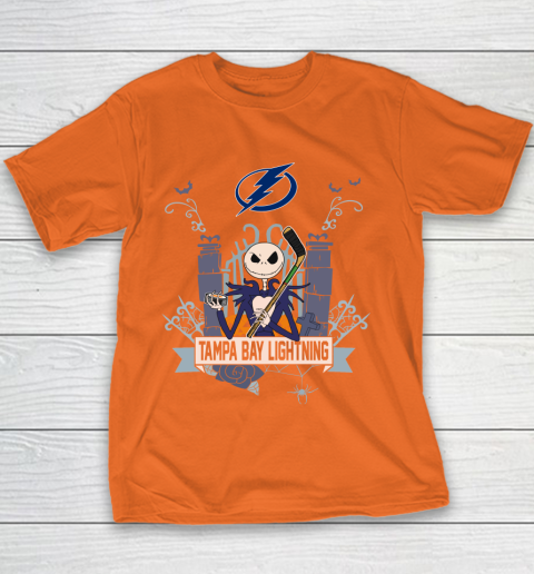 NHL Tampa Bay Lightning Hockey Jack Skellington Halloween Youth T-Shirt 5 NHL Tampa Bay Lightning Hockey Jack Skellington Halloween Youth T-Shirt - Image 5