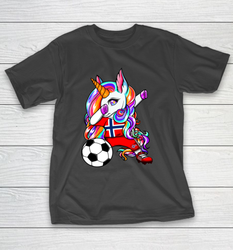 Dabbing Unicorn Norway Soccer Fans Jersey Norwegian Football T-Shirt 2