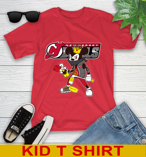 New Jersey Devils NHL Hockey Mickey Peace Sign Sports Youth T-Shirt 10