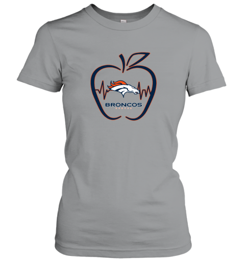 Apple Heartbeat Teacher Symbol Denver Broncos Long Sleeve T-Shirt 