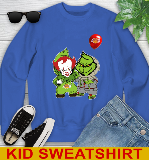 Los Angeles Lakers Baby Pennywise Grinch Christmas NBA Basketball Youth Sweatshirt 7