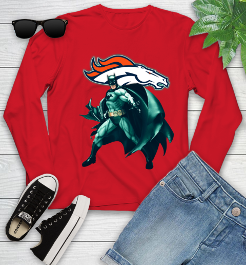 NFL Batman Football Sports Denver Broncos Youth Long Sleeve 11