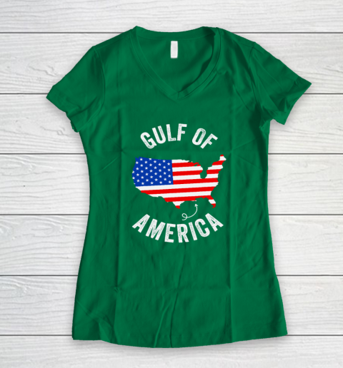 Gulf of USA America Funny Gulf of Mexico USA Flag Map July 4th Women's V-Neck T-Shirt 3