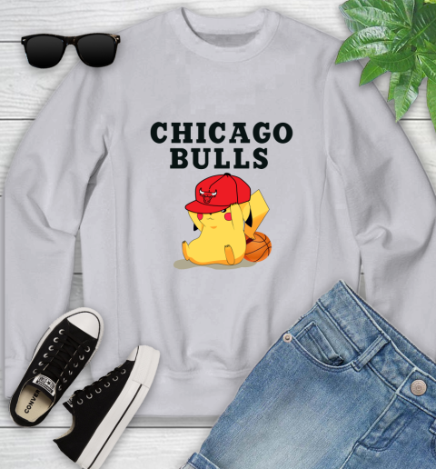 NBA Pikachu Basketball Sports Chicago Bulls Youth Sweatshirt 4