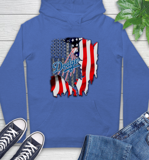 Los Angeles Dodgers MLB Baseball American Flag Hoodie 9