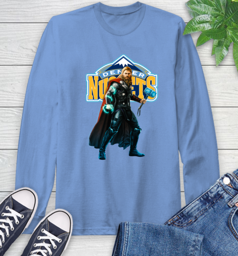 NBA Thor Avengers Endgame Basketball Denver Nuggets Long Sleeve T-Shirt 11