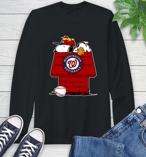 MLB Washington Nationals Snoopy Woodstock The Peanuts Movie Baseball T Shirt_000 Long Sleeve T-Shirt 2