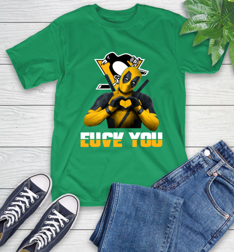 NHL Pittsburgh Penguins Deadpool Love You Fuck You Hockey Sports T-Shirt 7