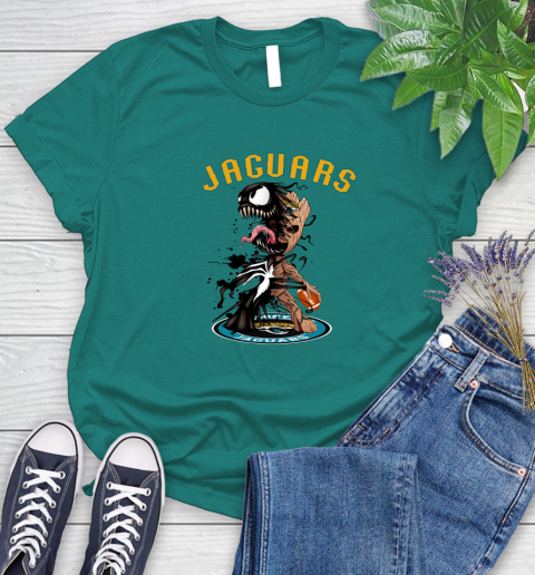 NFL Jacksonville Jaguars Football Venom Groot Guardians Of The Galaxy Women's T-Shirt 12