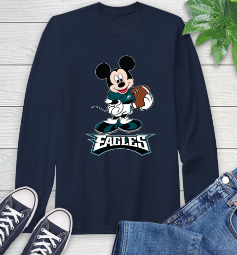 NFL Football Philadelphia Eagles Cheerful Mickey Mouse Shirt Long Sleeve T-Shirt 4