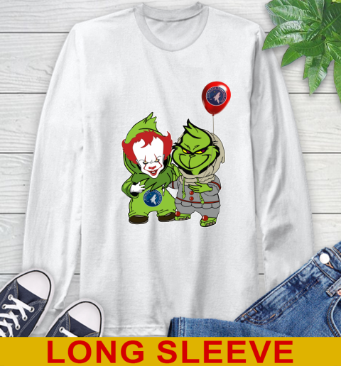 Minnesota Timberwolves Baby Pennywise Grinch Christmas NBA Basketball Long Sleeve T-Shirt