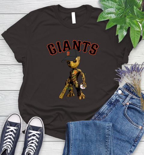 MLB San Francisco Giants Groot Guardians Of The Galaxy Baseball Women's T-Shirt 8