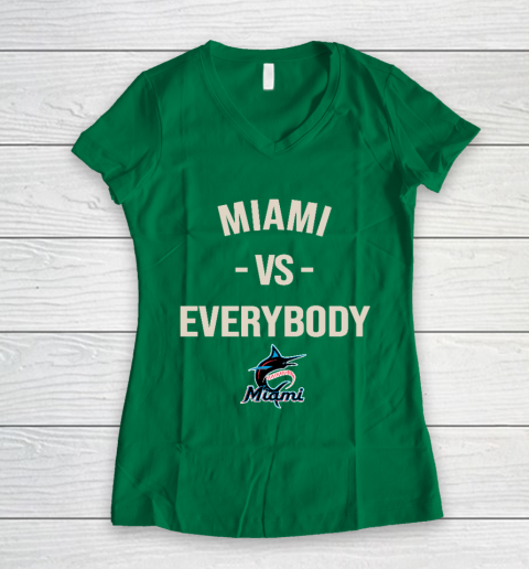 Miami Marlins Vs Everybody Women's V-Neck T-Shirt 3