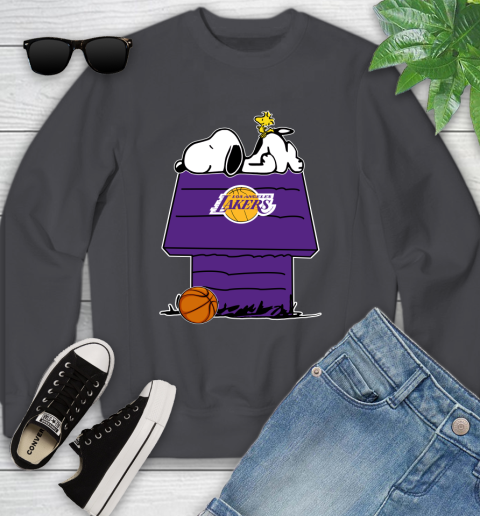 Los Angeles Lakers NBA Basketball Snoopy Woodstock The Peanuts Movie Youth Sweatshirt 6