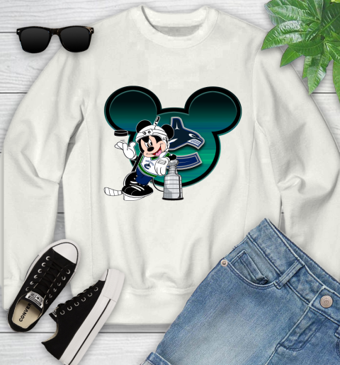NHL Vancouver Canucks Stanley Cup Mickey Mouse Disney Hockey T Shirt Youth Sweatshirt