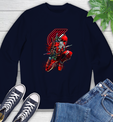 NBA Deadpool Marvel Comics Sports Basketball Portland Trail Blazers Sweatshirt 3