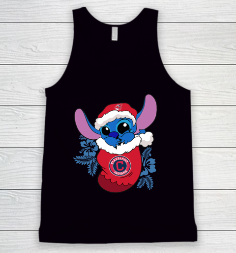 Cleveland Indians Christmas Stitch In The Sock Funny Disney MLB Tank Top
