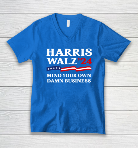 Harris Waltz 2024 Mind Your Own Damn Business V-Neck T-Shirt 4