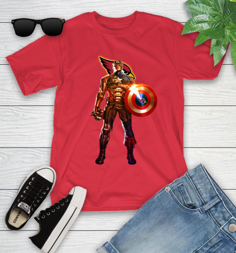 NFL Captain America Marvel Avengers Endgame Football Sports Arizona Cardinals Youth T-Shirt 10